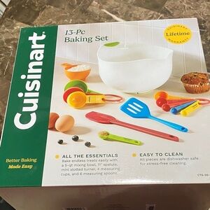 Cuisinart Baking Set with White Bowl and Colorful Utensils